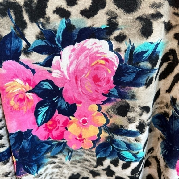 Sew In Love Top Leopard Animal Print Floral Long Sleeve V-Neck Blouse Plus Size - Picture 6 of 7